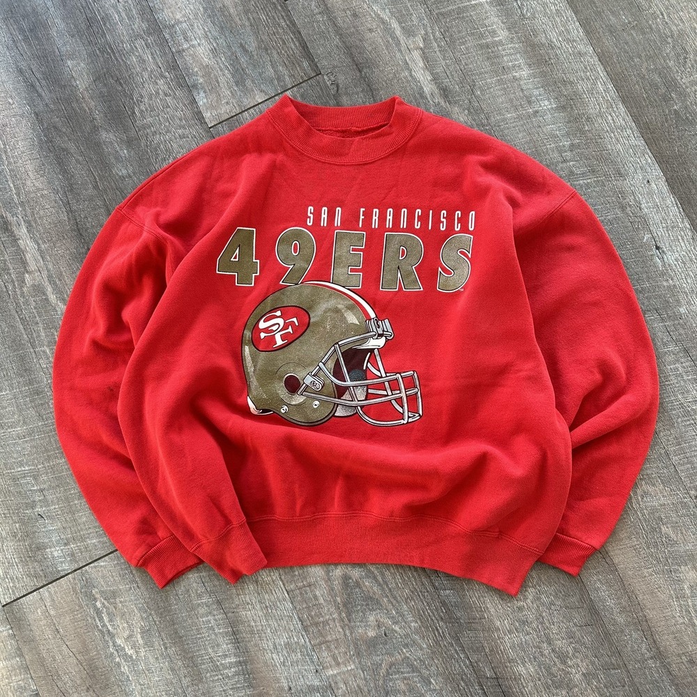 Vintage 90's San Francisco 49ers NFL Big Logo Spellout Crew Neck Sweatshirt XL